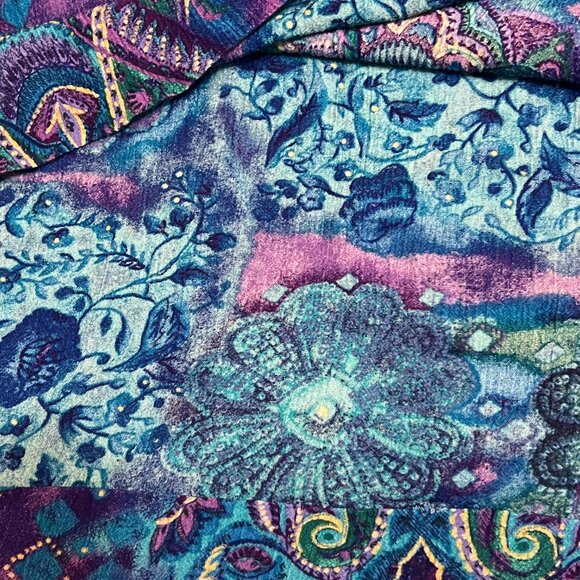 Vintage MORE JAZZ Women's Midi Dress Blue Smocked Short Sleeve Size 1X - Picture 10 of 10